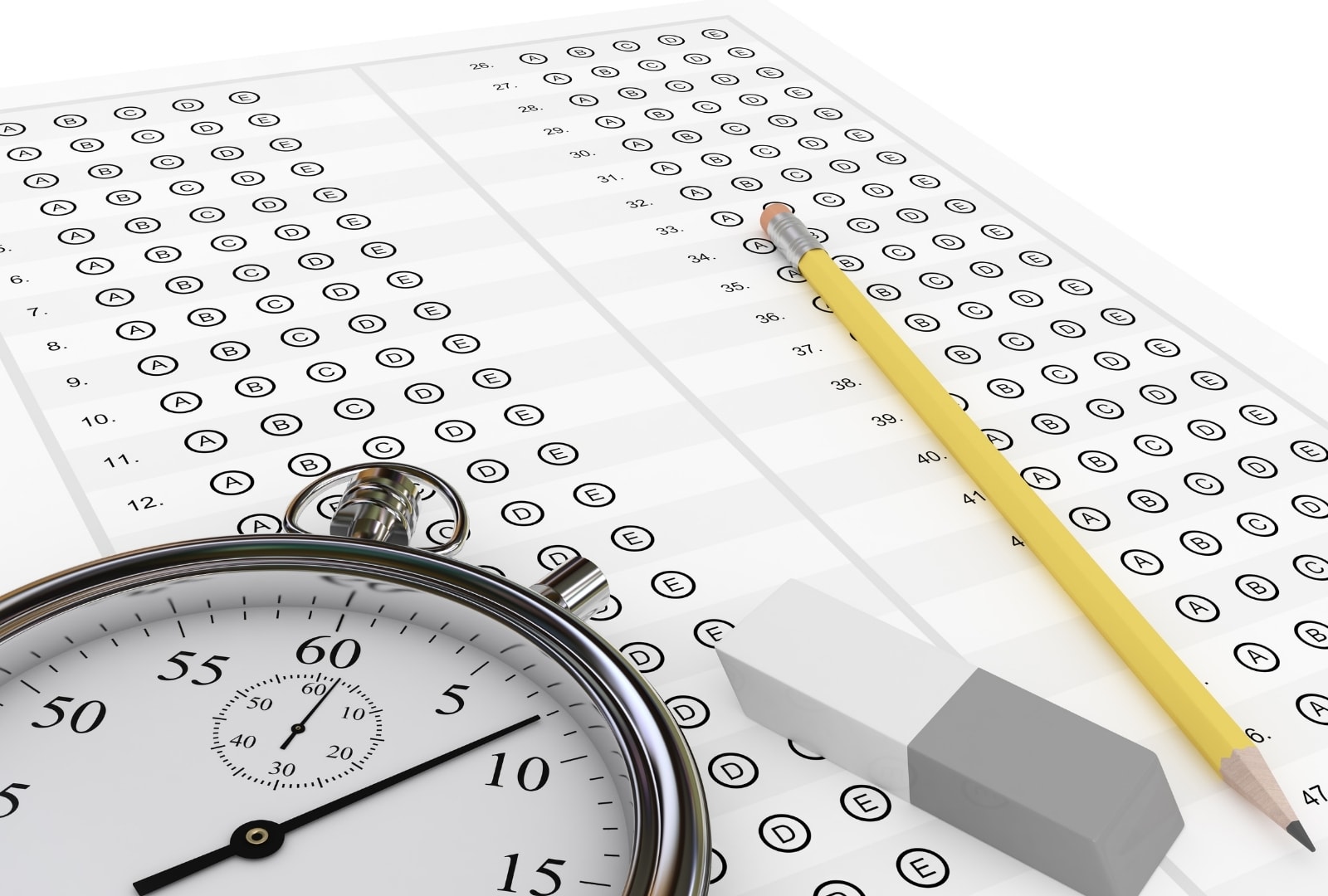 Child completing a timed 11 plus mock exam paper